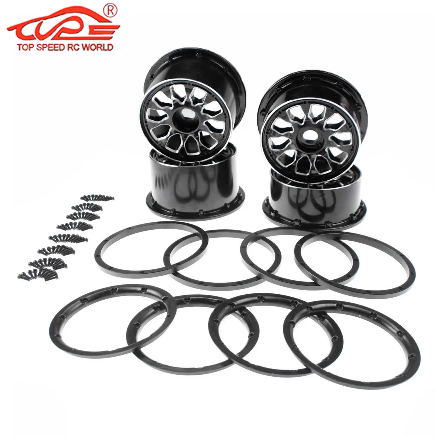 Metal Front and Rear Wheel Hub with Ring Set for 1/5 HPI KM Rofun Rovan Gtb Racing Baja 5B Ss or 5T Truck Rc Car Parts