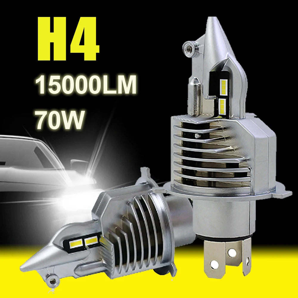 

High Quality LED Headlight H4 9003 HB2 12V 70W 15000LM Bulbs For LED Car Lamps Diode High Beam Dipped Beam Auto Grade Chips