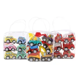 Children's cartoon mini inertial pull-back car set toy car bag pocket car creative children's toys