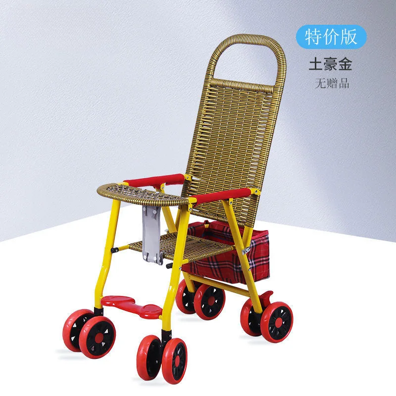 

Bamboo Rattan Cart Lightweight Summer Imitation Rattan Handcart Foldable Bamboo Woven Rattan