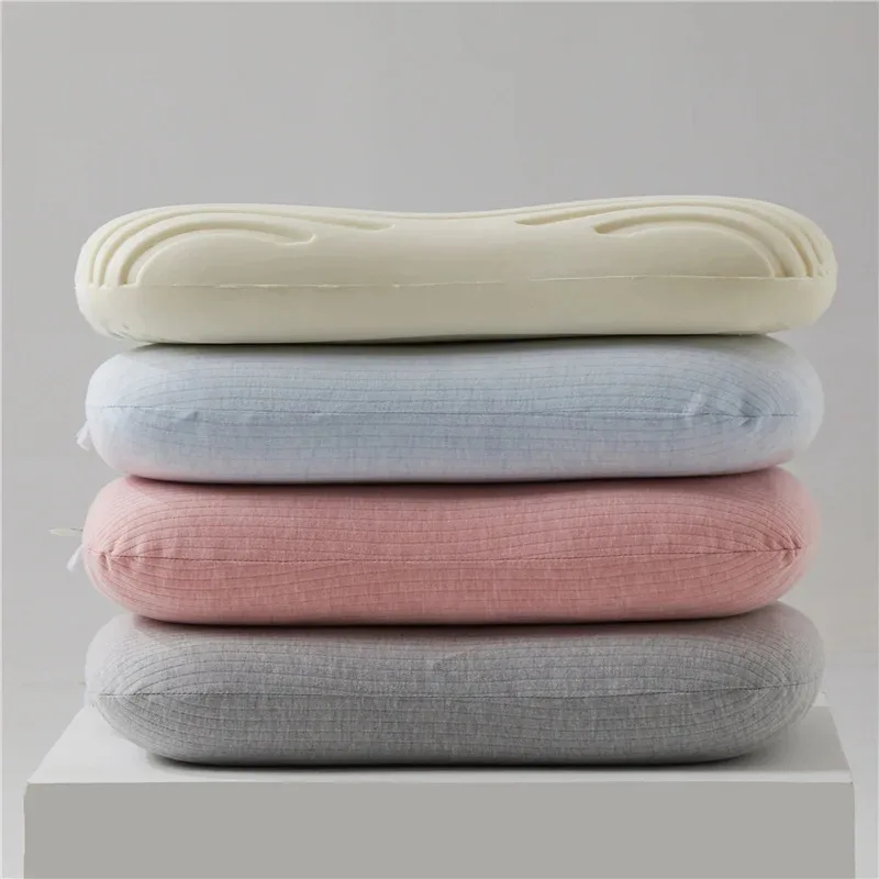 Natural Latex Pillow with Cotton Cover Soft No Pressure Support Neck Pain Relief Bed Pillow for Side Back and Stomach Sleeper