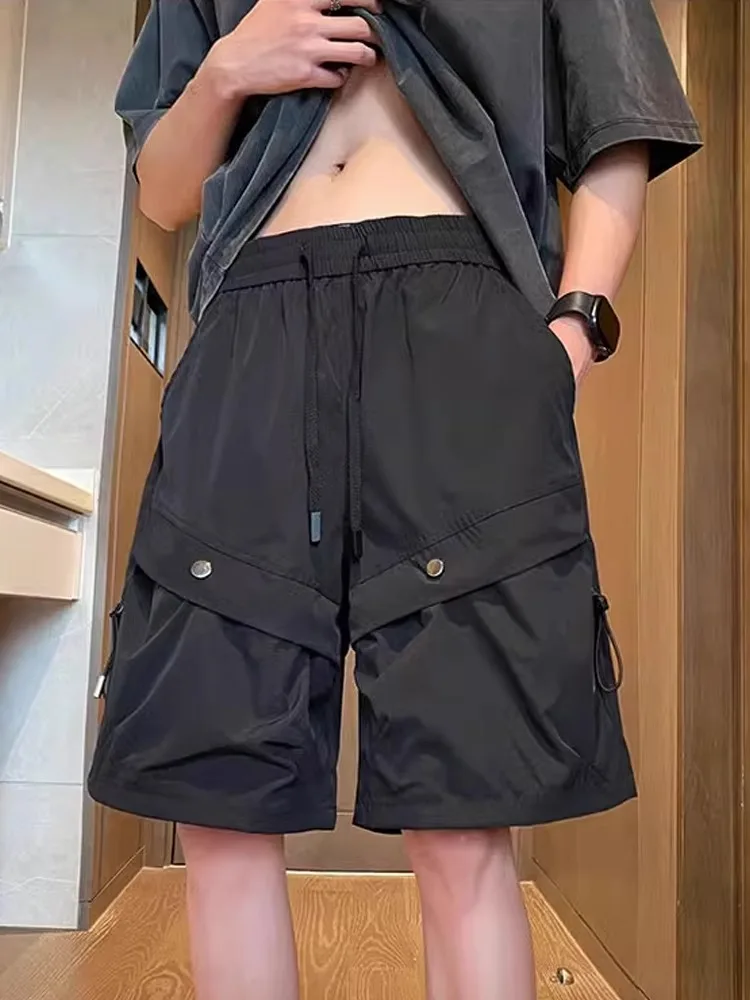 

Мужские летние спортивные шорты American Sle: модные, брендовые, с множеством карманов, высококачественные, широкие, повседневные, для баскетбола, длиной до колена.