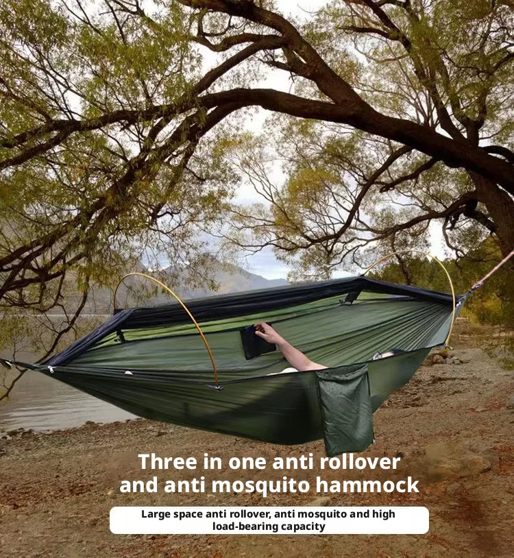 

Outdoor picnic camping portable grid waterproof nylon mosquito net large space three in one anti rollover mosquito hammock