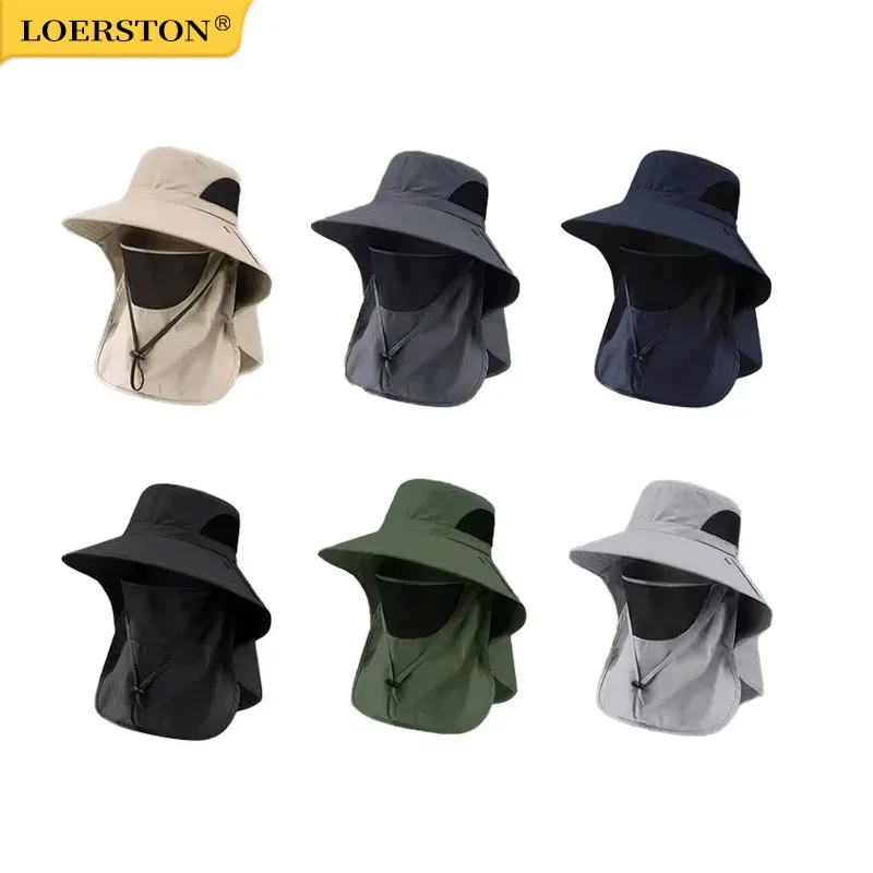 Summer Sun Hats UV Protection Outdoor Hunting Fishing Cap For Men Women Hiking Camping Visor Bucket Hat Neck Flap Fisherman Hat