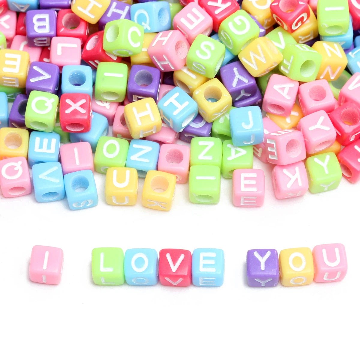 1/2bags/set 30pcs/bag 6mm Acrylic Loose Square Letter Beads DIY Cube Bracelet Necklace Materials Jewelry Making Accessories