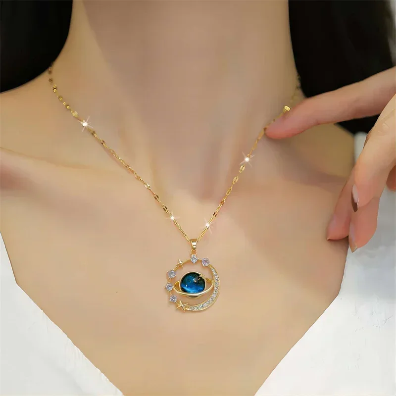 Collares Para Mujer Delicate and Beautiful Starry Pendant Necklace With Micro-Inlaid Zirconium Luxury Pendants Кулон