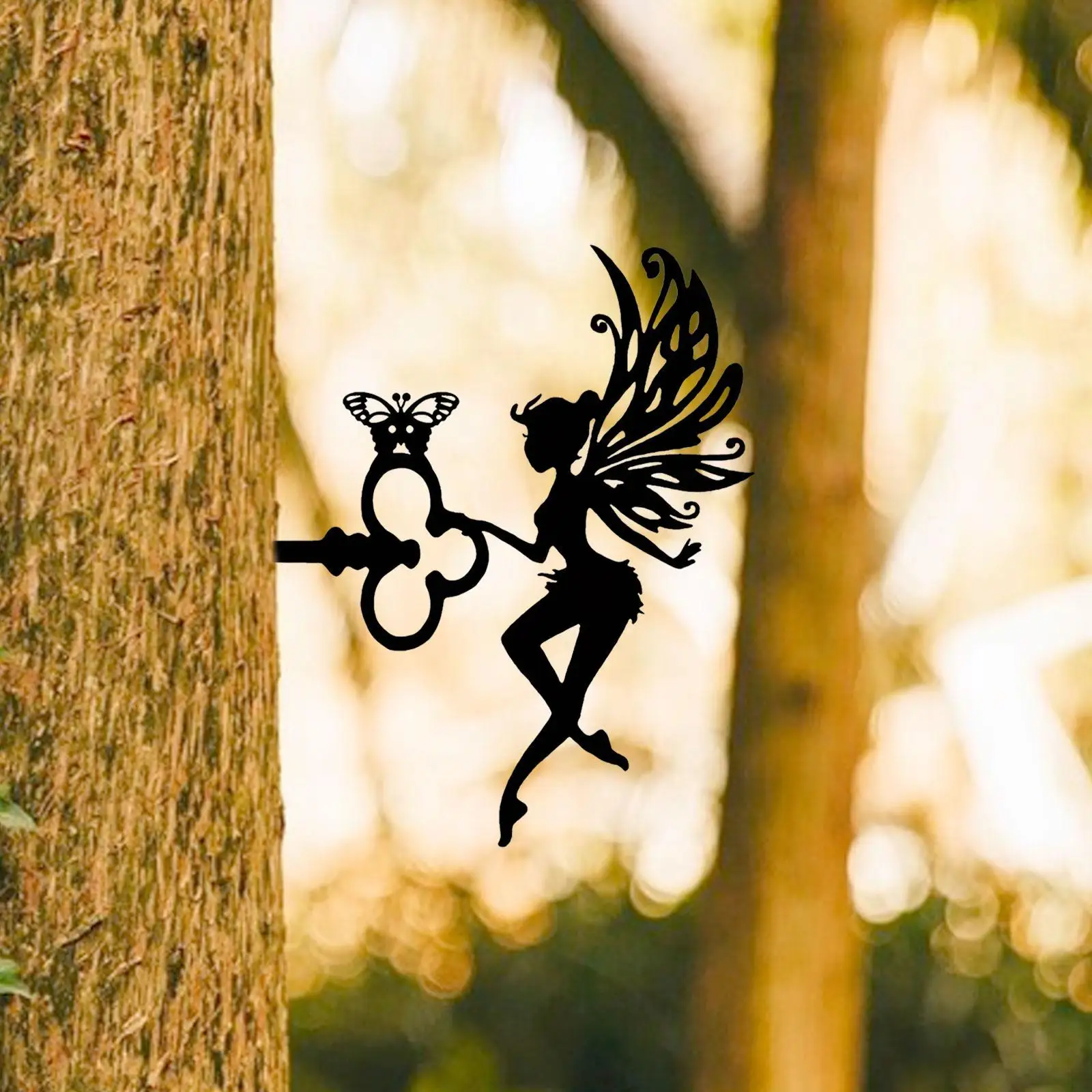 

Fairy Silhouette Statue Craft Hanging Wall Sculpture for Outside Lawn Farm