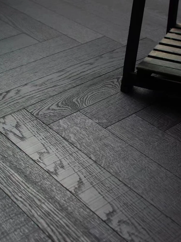 نسخة مخصصة من فرشاة الحرير الحديثة ذات اللطخة السوداء النقية من خشب البلوط الكونياك والأرضيات المتعرجة تشطيبات أخرى كبيرة #2