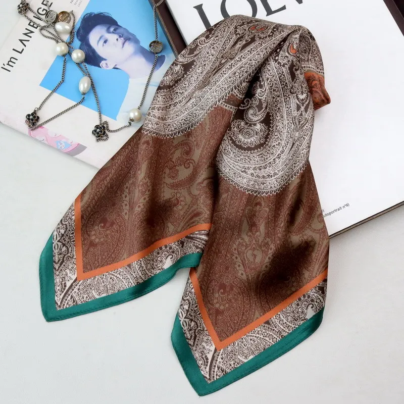 

Маленький шелковый шарф с узором пейсли, 65 см, роскошные шелковистые банданы, шали, шарфы-хиджабы для женской сумки, платок, женский подарок для мамы, 65 см