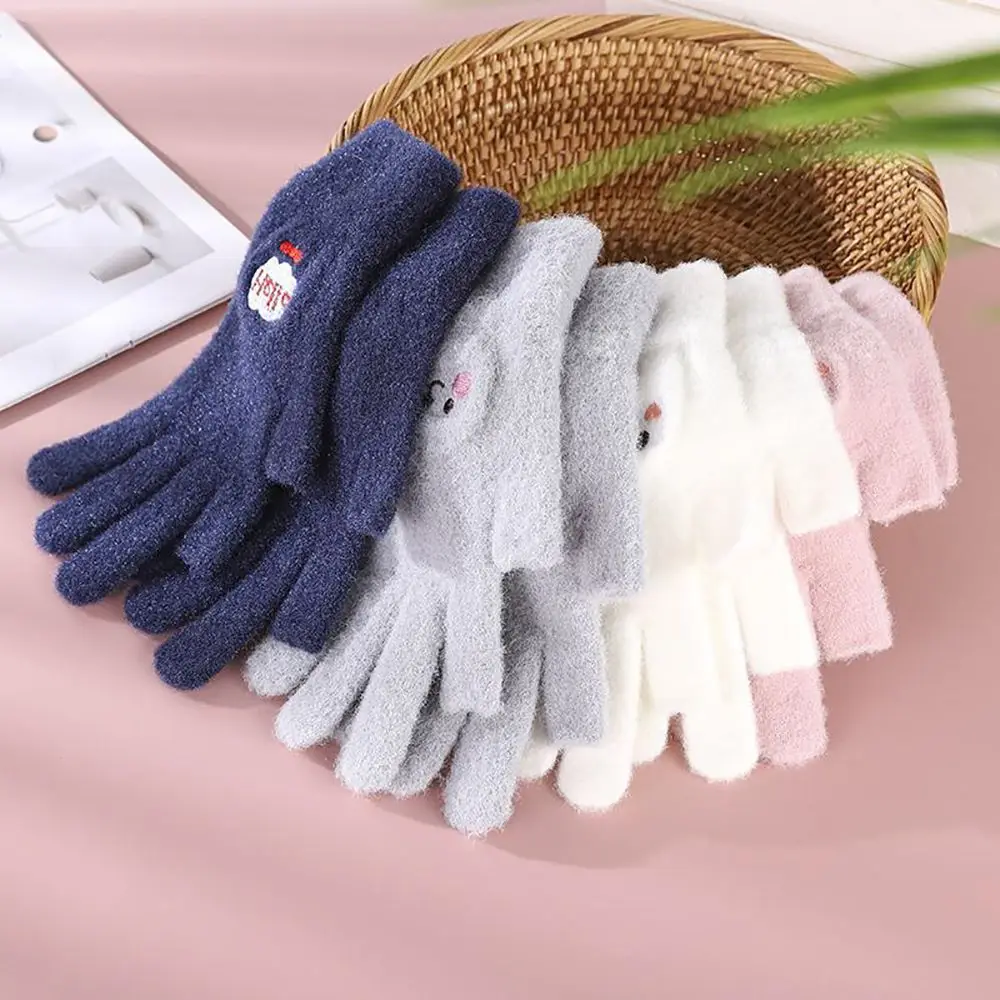 Dicke Männer Spiele Spielen Schreiben Frauen Zwei-finger Ausgesetzt Winter Lächelndes Gesicht Handschuhe Gestrickte Handschuhe Cartoon Fingerlose Handschuhe