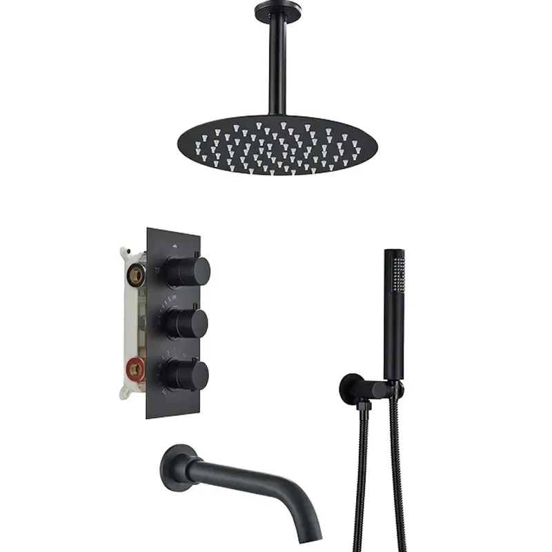 New Item Polished Brass 3-Way Concealed Wall Mounted Bathroom Shower Head Set Rainwater Mixer Tap Jet Spray for Apartments