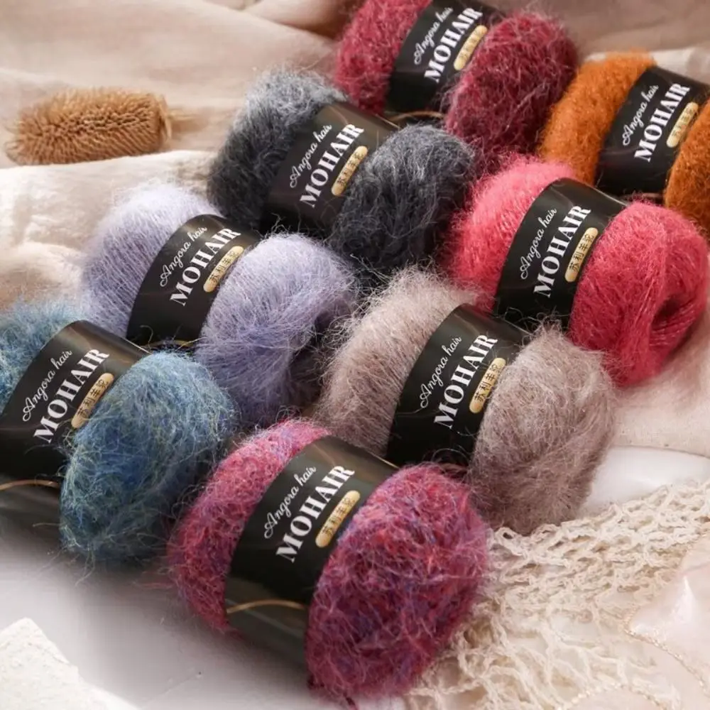 

Cotton Blended Alpaca Mohair Yarn Soft Fluffy Handmade Knitting Yarn Long Haired Hand-Knitted Yarn Hand Crochet