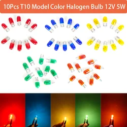 10pcs Car T10 12V 194 168 W5W 5W Wedge Warm White Bule Red Yellow Green Amber Halogen Bulb Replacement Dashboard Bulb Light