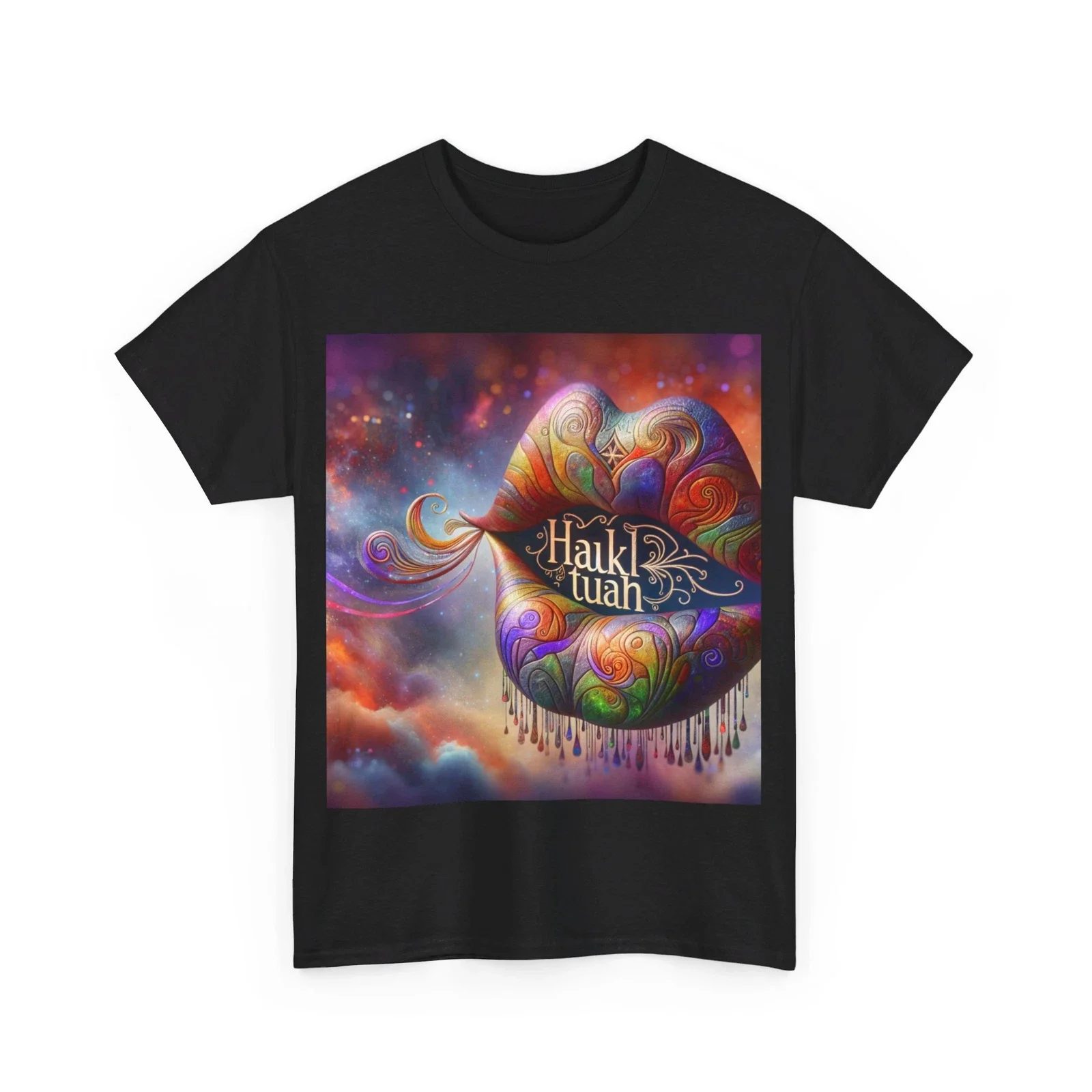 

Color Lips Graphic Printing Summer Luxury Brand Pure Cotton Men's and Women's T-shirt Short Sleeve Street Fashion Trend Clothing