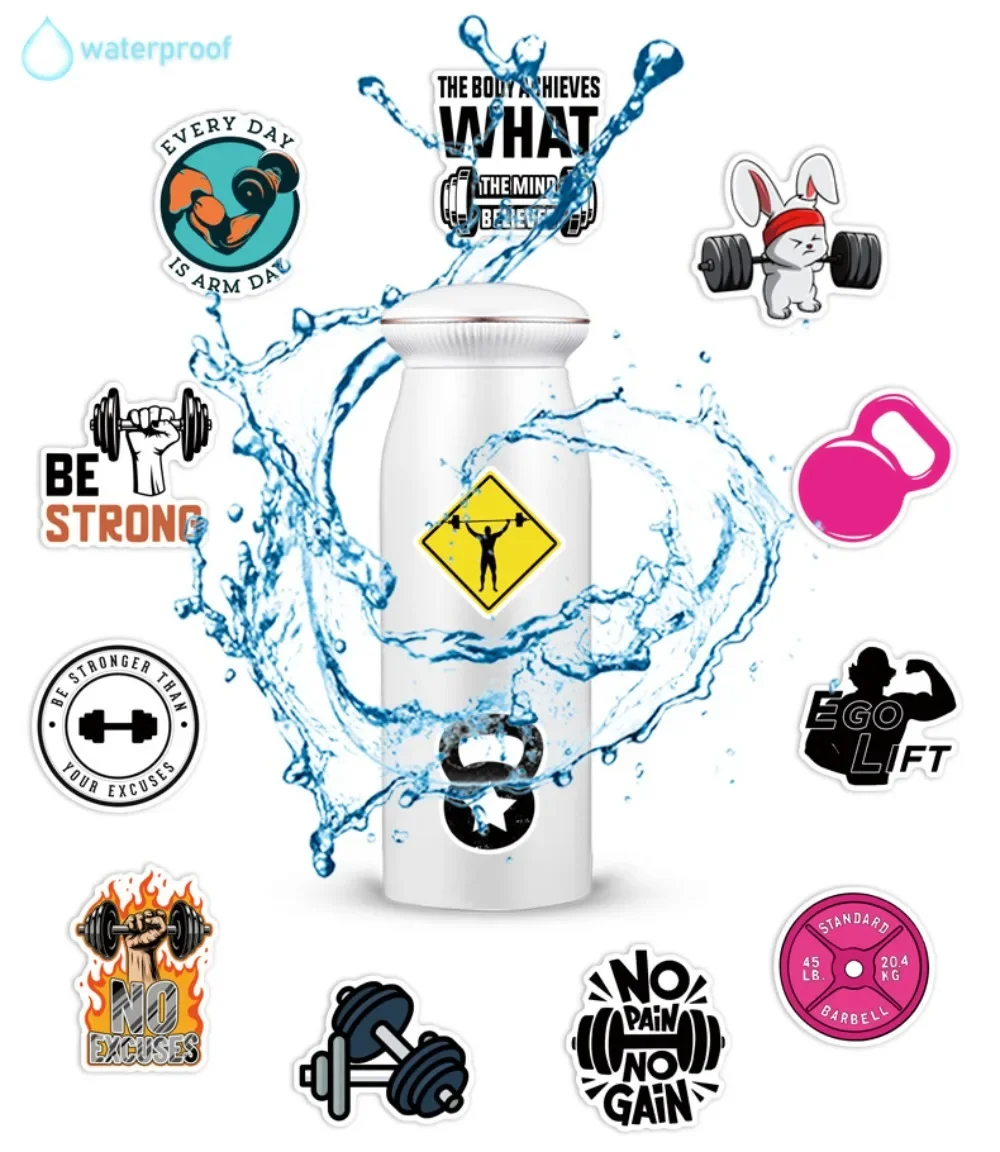 10/25/50pcs Gym Work Out Stickers Graffiti Fitness for Inspirational Quote DIY Water Bottle Phone Laptop Skateboard Helmet