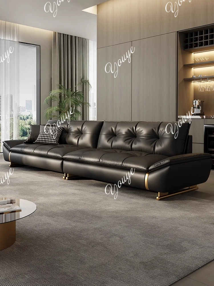 الطبقة الأولى من غرفة المعيشة المصنوعة من جلد البقر للإبحار إلى أسفل الأريكة الخفيفة ذات الطراز الفاخر المضمن من الجلد الفاخر