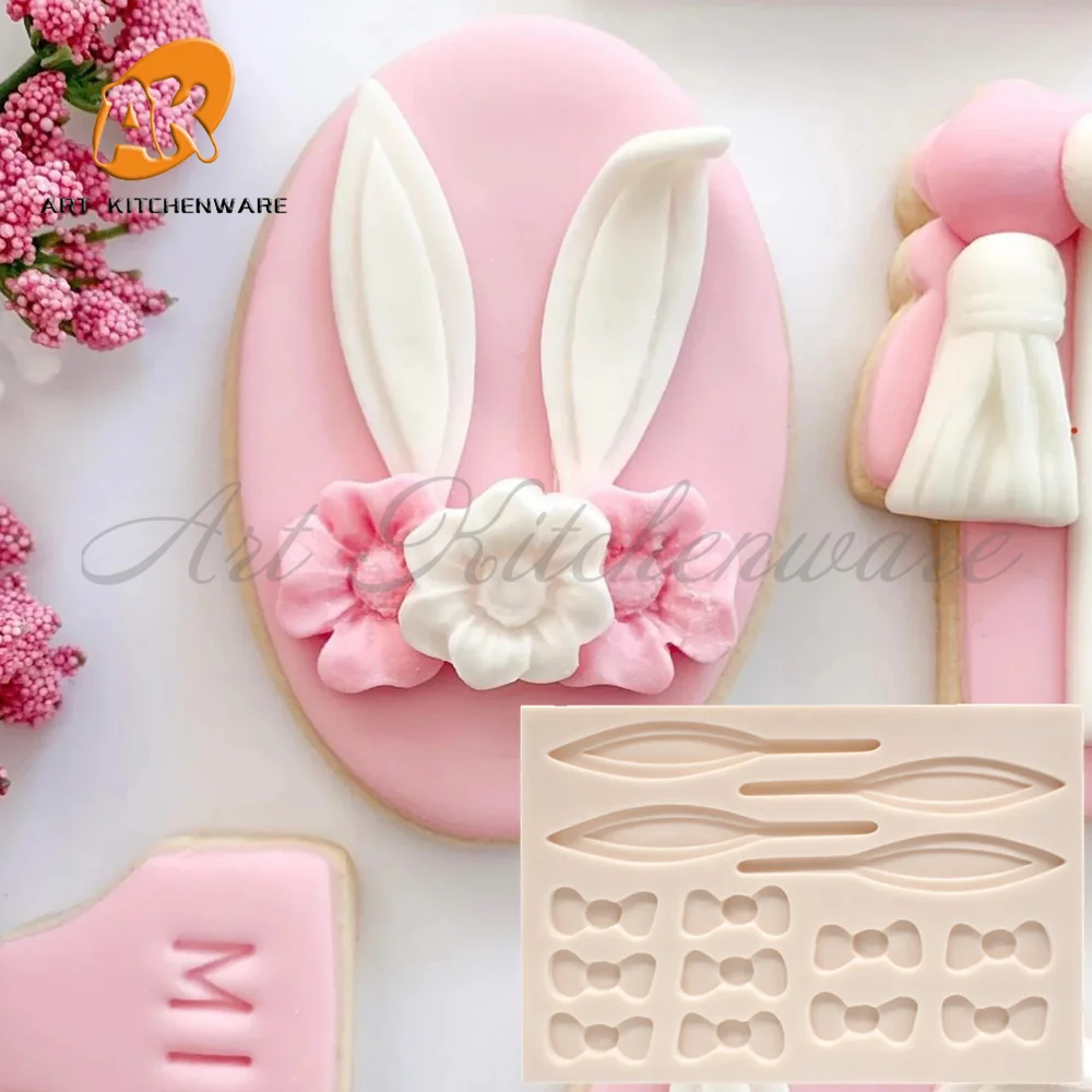 Bunny Ears  Bow Tie Silicone Mold Cake Decorating Fondant Mold Mousse Cake  Decorating Tool  Kitchen Pastry Supplies