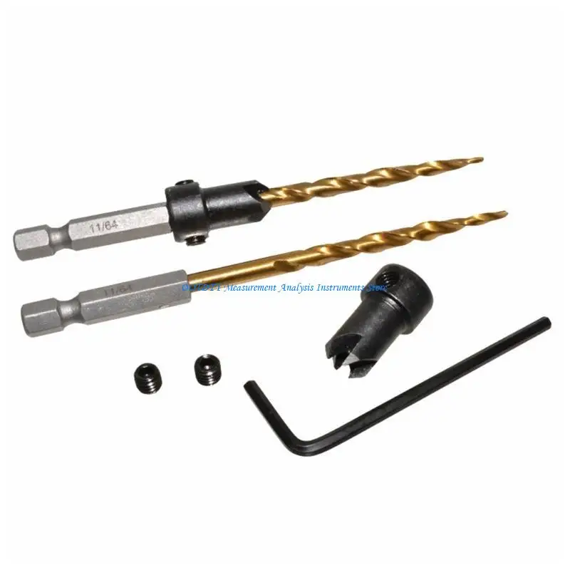 

367D 5 Pcs High Speed Steel Woodworking Countersink Drill Bit Set Fit for /Plastic /Metal 7/64"