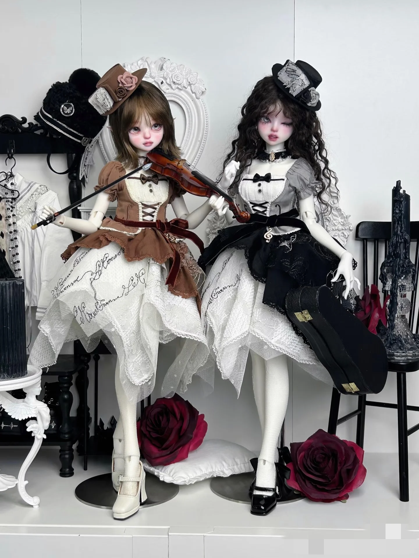 BJD Doll Clothes Melodious Chapter 1/4 1/6 Dress 5-piece Set Black Brown In Stock Daily Elegant Girls Toys BJD Doll Accessories