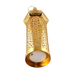 Moroccan Golden Hollow Iron Lantern Ramadan Home Decor Light Ornaments Hanging Lamps Outdoor Yard Garden Art Decoration Hot Sale