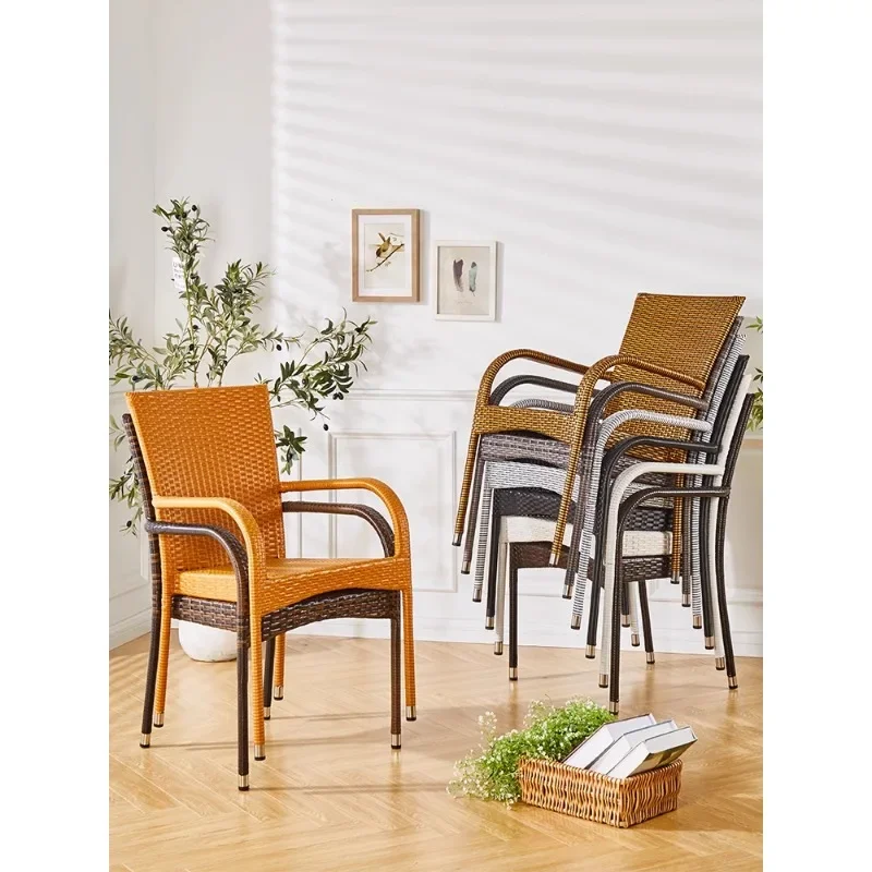 

Rattan chair backrest rattan chair single outdoor rattan courtyard outdoor household waterproof sunscreen garden tab