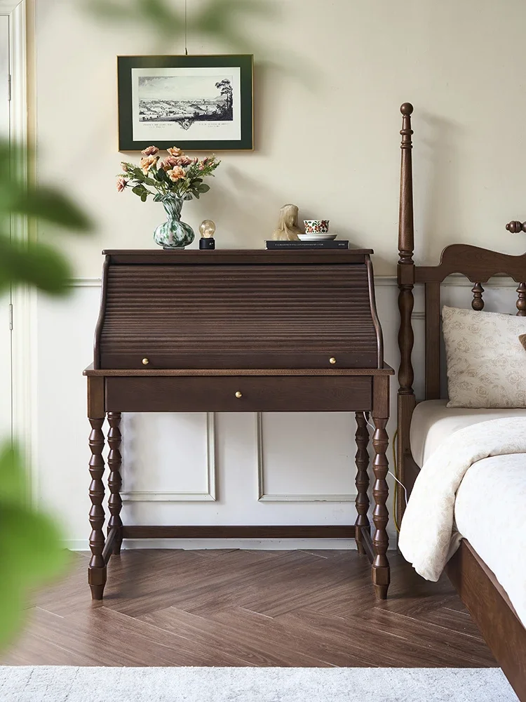 French retro solid wood dresser storage cabinet integrated small apartment organ roller shutter dressing