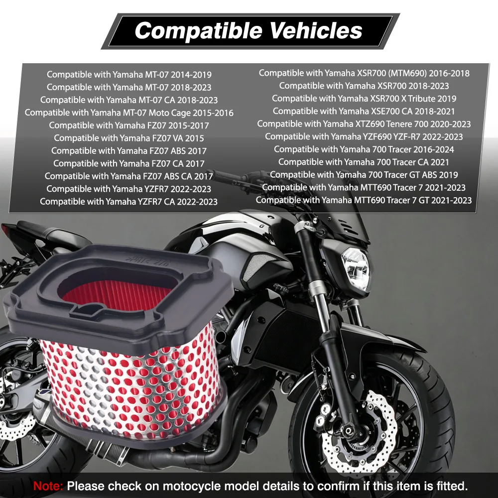 Motorcycle Air Filter Cleaner For Yamaha MT-07 FZ07 YZFR7 XSR700 XSE700 XTZ690 YZF690 700 MTT690 1WS-14450-00-00 1WS-14450-00-00
