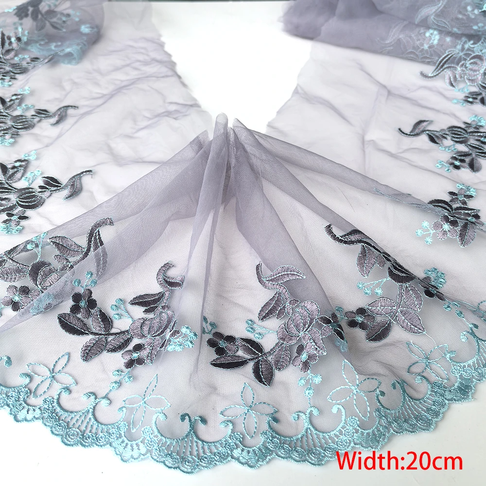 14-15Yards Wholesale of Colorful Mesh Embroidery Lace Trim, DIY Needlework, Sewing Doll Dress, Clothing Material , 4-20cm,213
