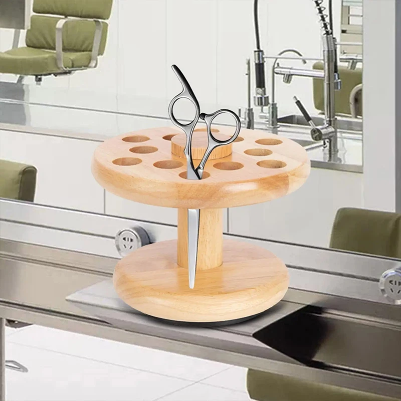 

Hairdressing Scissors Storage Rack Wooden Rotating Scissors Combs Display Stand Hair Salon Hairdresser Tools Organizer