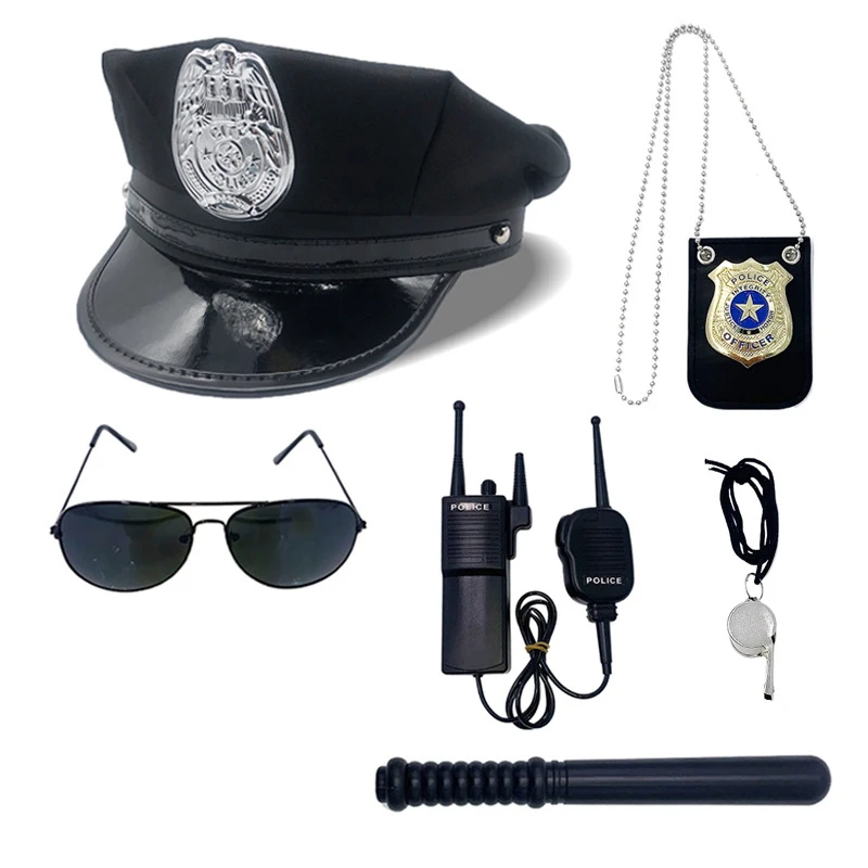 1PCS / 4-teiliges Set Erwachsene Polizei Hut Octagon Flachen Hut Cosplay Leistung Maskerade Spaß Requisiten Polizei Hut uniform Zubehör – Detail 17