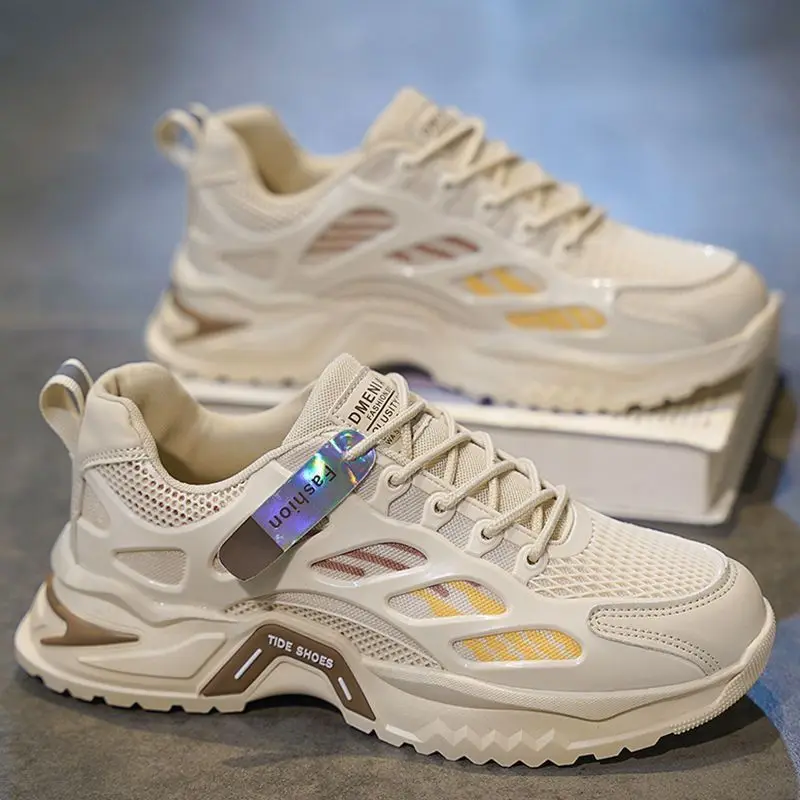 

Men's Summer Breathable Sport Running Shoes Anti-Odor Increase Dad Shoes New 2025 Versatile Casual Mesh Upper Dad Sneakers