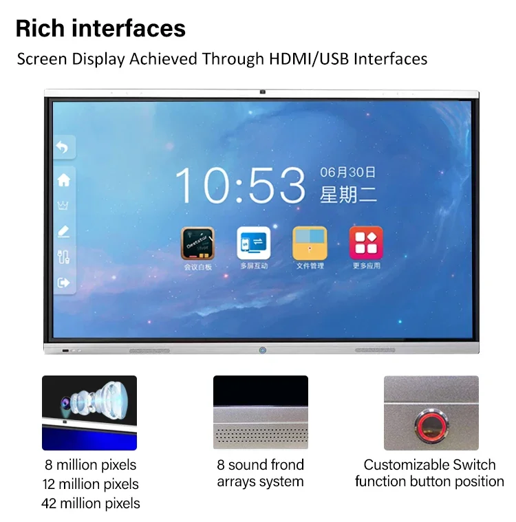 55 65 75 85 86 98 110 Inch Pen Finger Touch Interactive Flat Panel 4k Lcd Digital Interactive Smart Boards