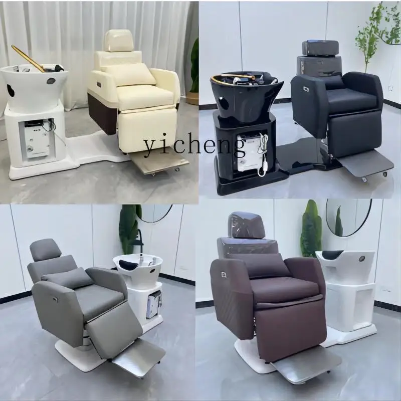 ZF High-End Electric Flushing Bed Full-Automatic Shampoo Chair Multi-Function Rotating down Salon