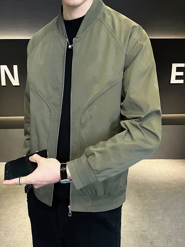 

Men's Baseball Collar Jaet Spring Autumn 2025 New Trendy Casual Flight Jaet Slim Fit Polyester Long Sve Zipper Closure