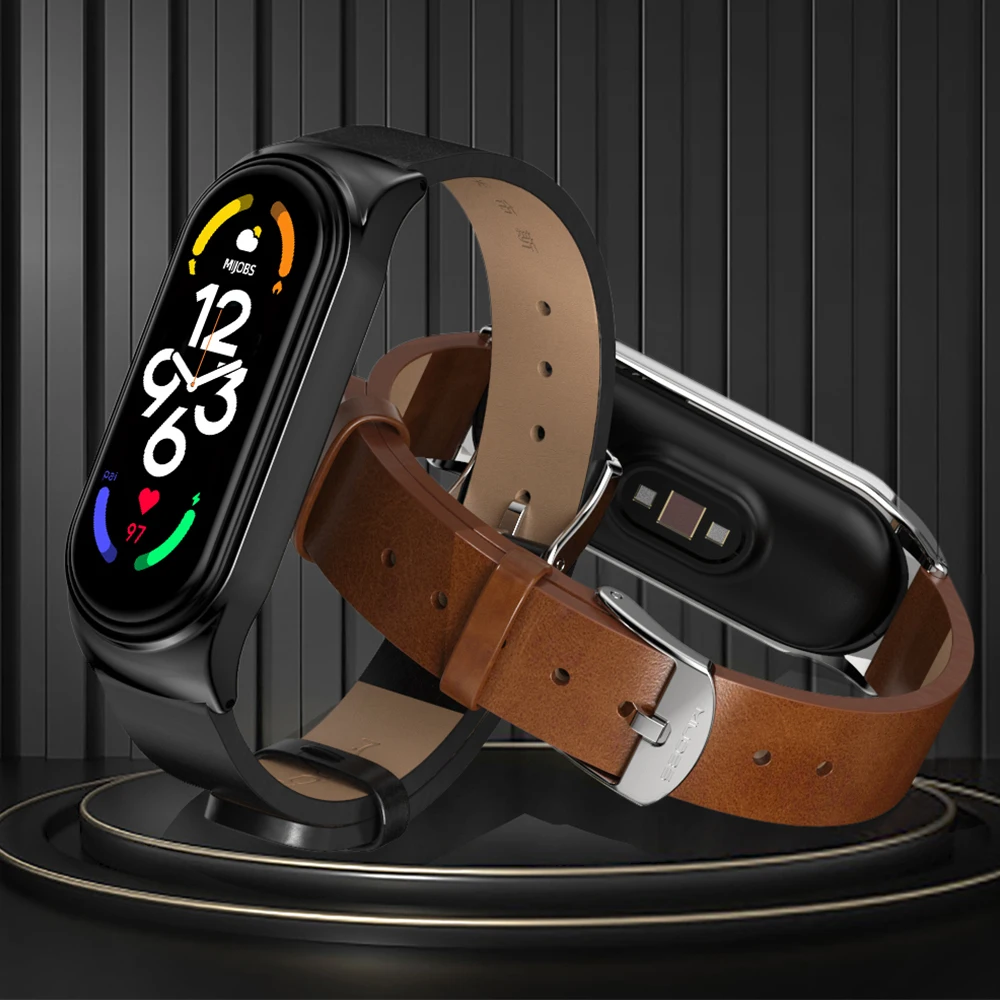 Mi Band 10 9 8 Strap for Xiaomi Mi Band 8 7 6 5 NFC Smart Wristband Leather Band For Mi Band 7 Wristband Miband 7 Correa