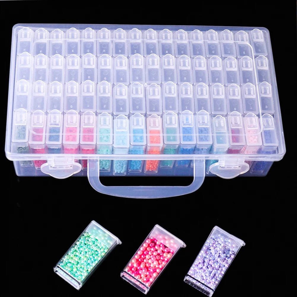 

32/48/64 Slots Container Case Clear Cross Stitch Tool Organizer DIY Craft Acrylic for Diamond Painting Embroidery
