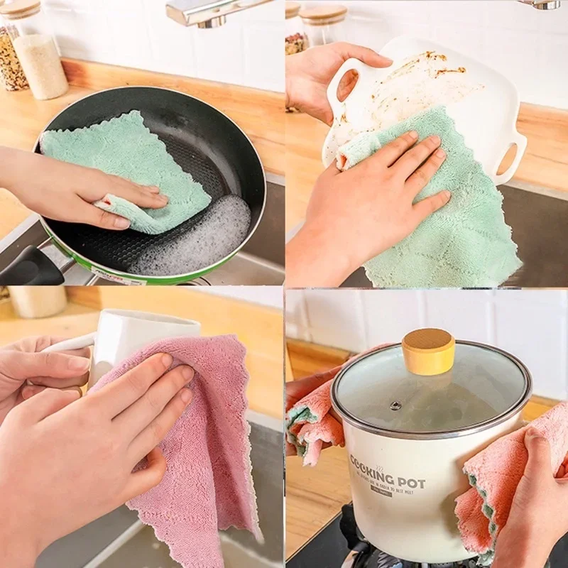 High Quality Super Absorbent Coral Velvet Microfiber Fast Drying Dish Cloth Household Cleaning Towel Kitchen Cloth Dish Towels