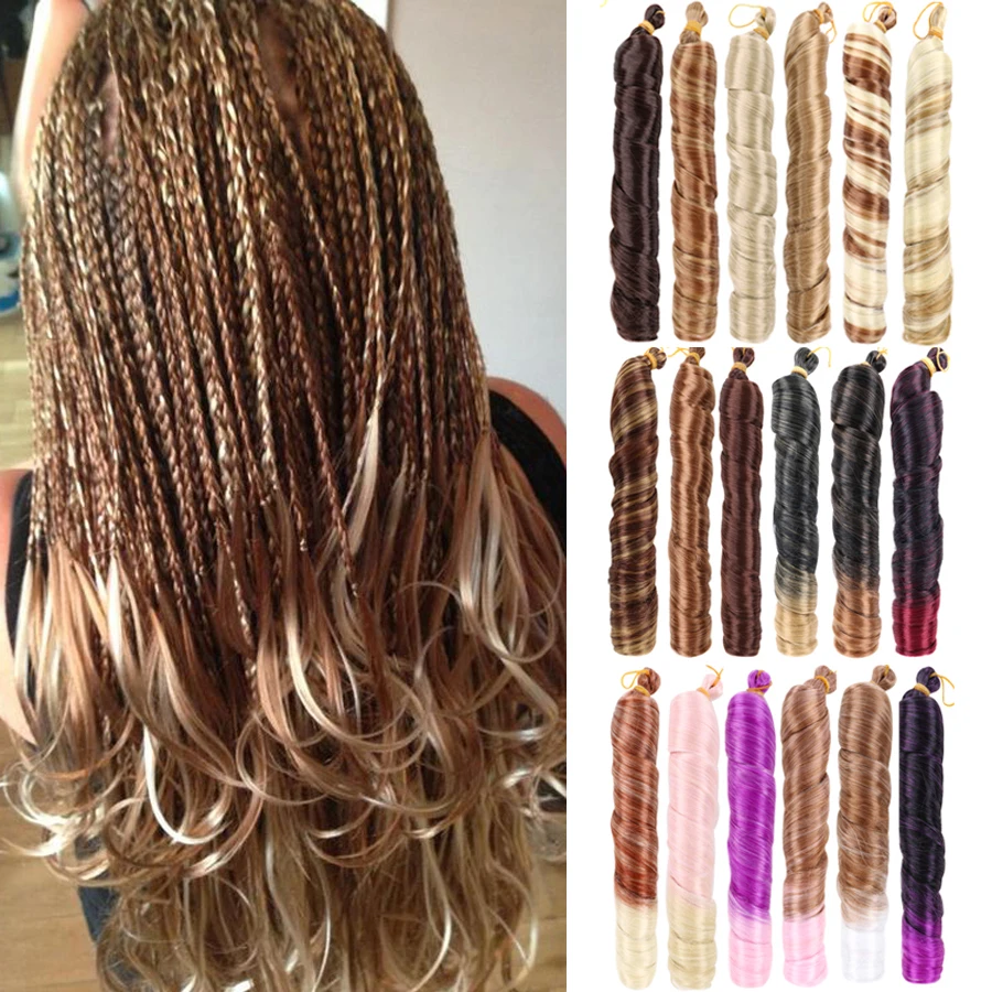 French Curls Synthetic Crochet Braid Hair Extensions Pony Style Wavy Ombre Afro Loose Natural Curly Braiding Hair Hook Braid