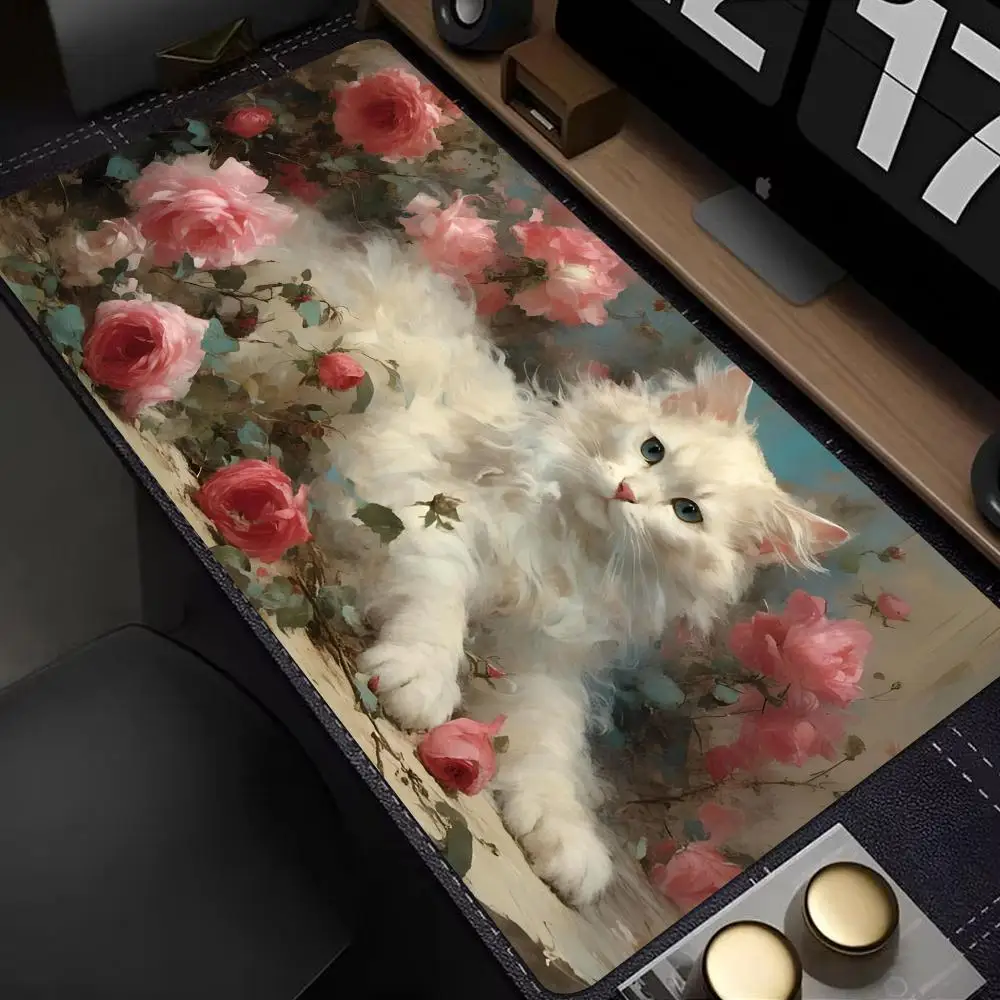 

Large Mousepad Cat Mouse Pad Cat Cute Mouse Mat Computer Office Accessories Desk Mat 900x400 Rubber Non-slip Pads HYBXXC