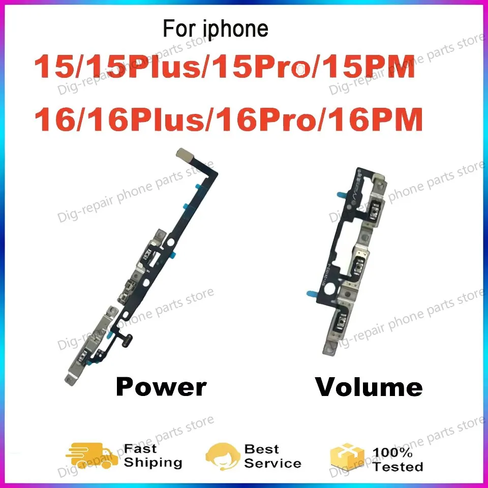 1pcs Power Volume Flex Cable for iPhone 16 Plus 15 Pro Max Ribbon Tape Side Button Distance Ambient Fix Parts