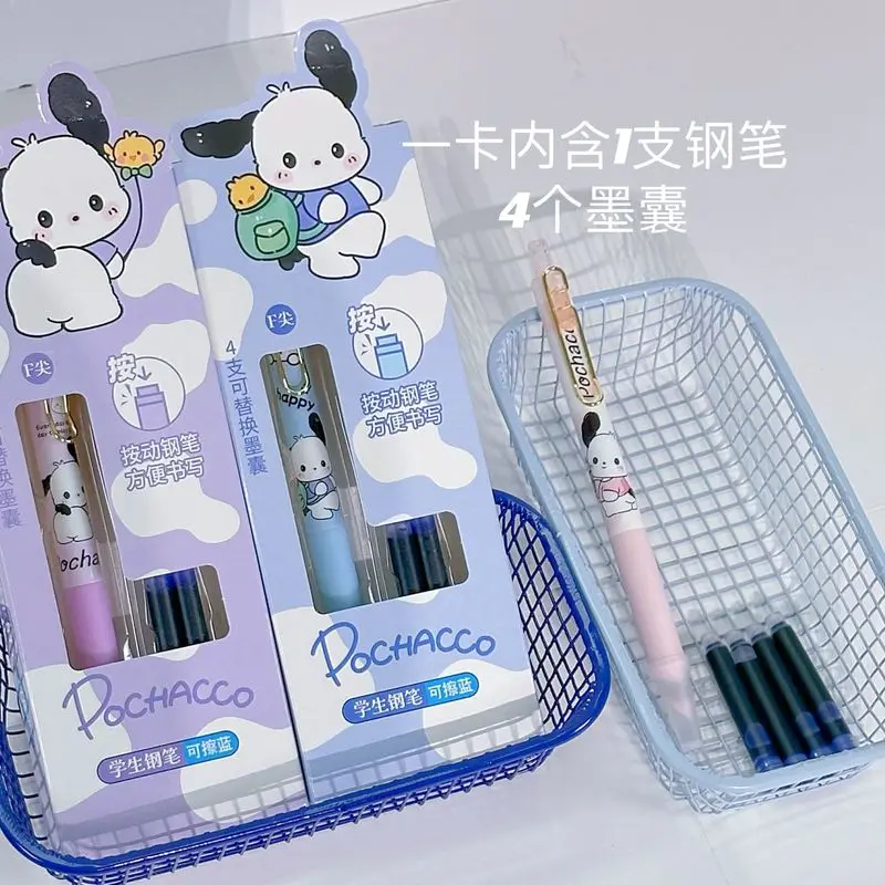 Imagem -06 - Sanrio Fountain Pen Grupo Olá Kitty Kuromi Cinnamoroll Canetas Estudante Tinta Substituível Material Escolar Escritório Papelaria Pcs 18 Pcs