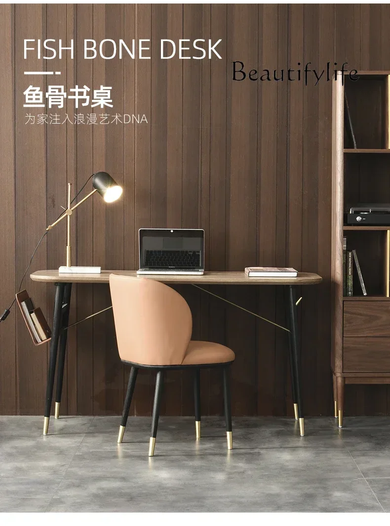 Nordic Mild Luxury Retro Desk Small Apartment Computer Desk Modern Minimalist Bedroom Study Table