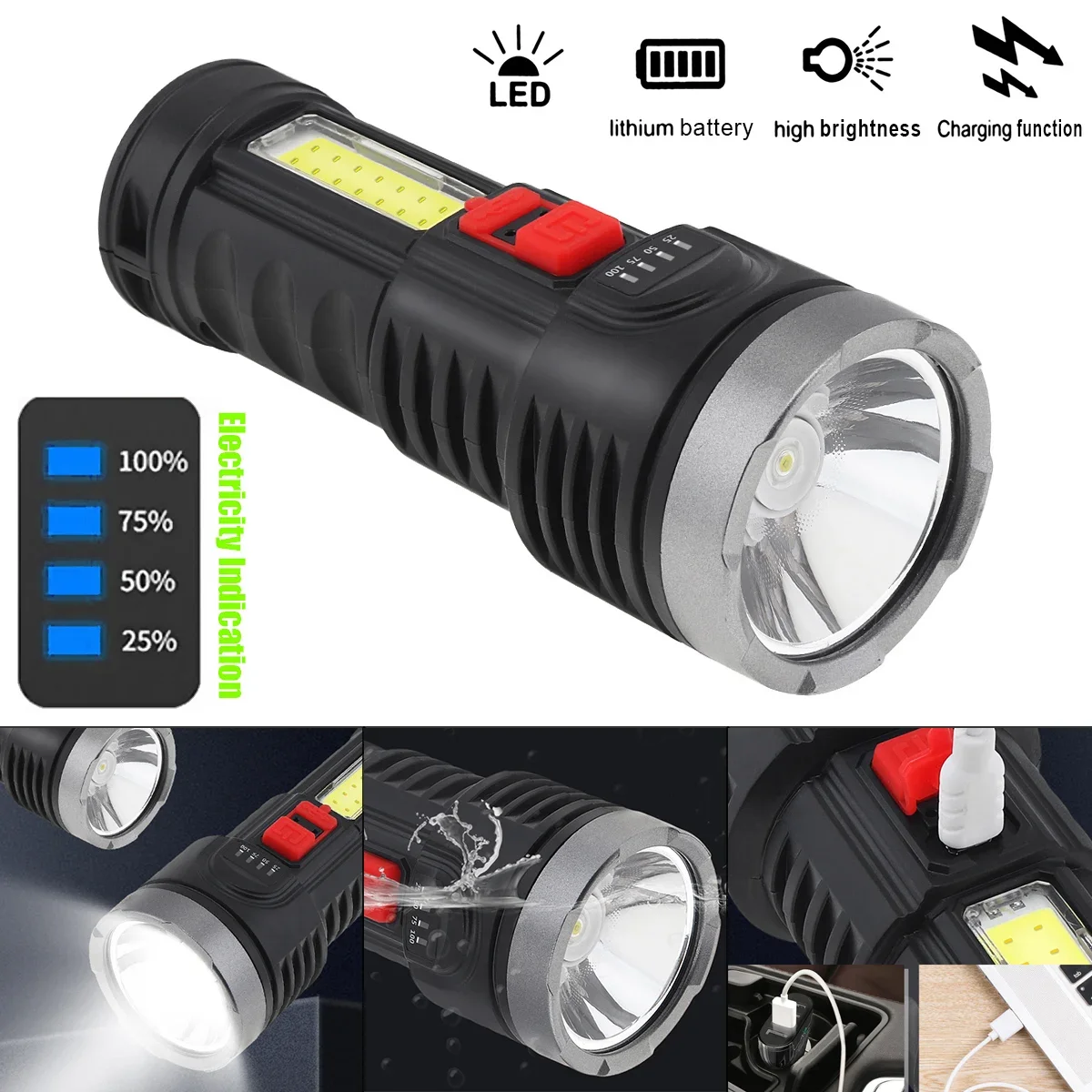 البوب HB822 Q5 LED الأضواء المحمولة مصباح يدوي قابل لإعادة الشحن يده الكشافات للتخييم في الهواء الطلق الإضاءة/مشاعل الصيد