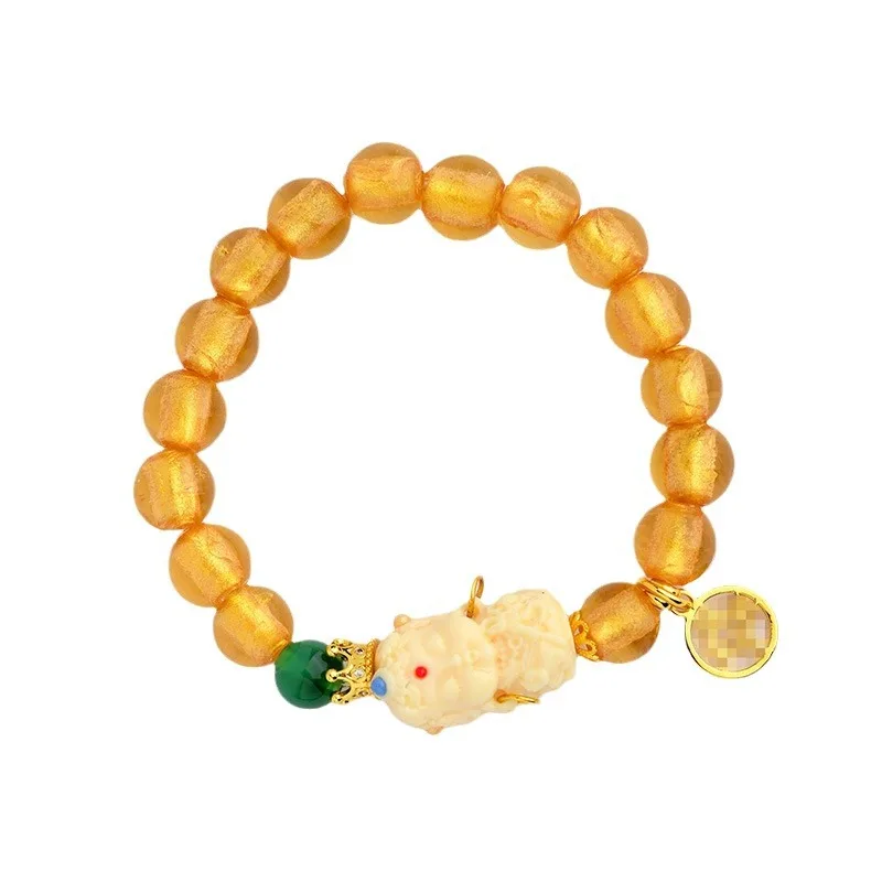 Original Tara Gold Foil Glass Bracelet Candy Heart Agate Best Friend Jewelry Holiday Gift