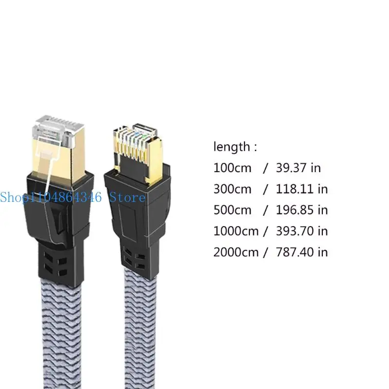 5asd Flexible Shielded Cat8 Ethernet Cable 40Gbps 2000MHz Flat Braided RJ45 Cord