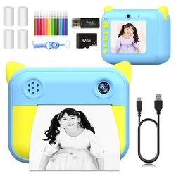 Cámara de impresión instantánea para niños, sin tinta de impresión térmica juguete, cámaras digitales, fotografía de Video para niñas y niños, regalos de cumpleaños