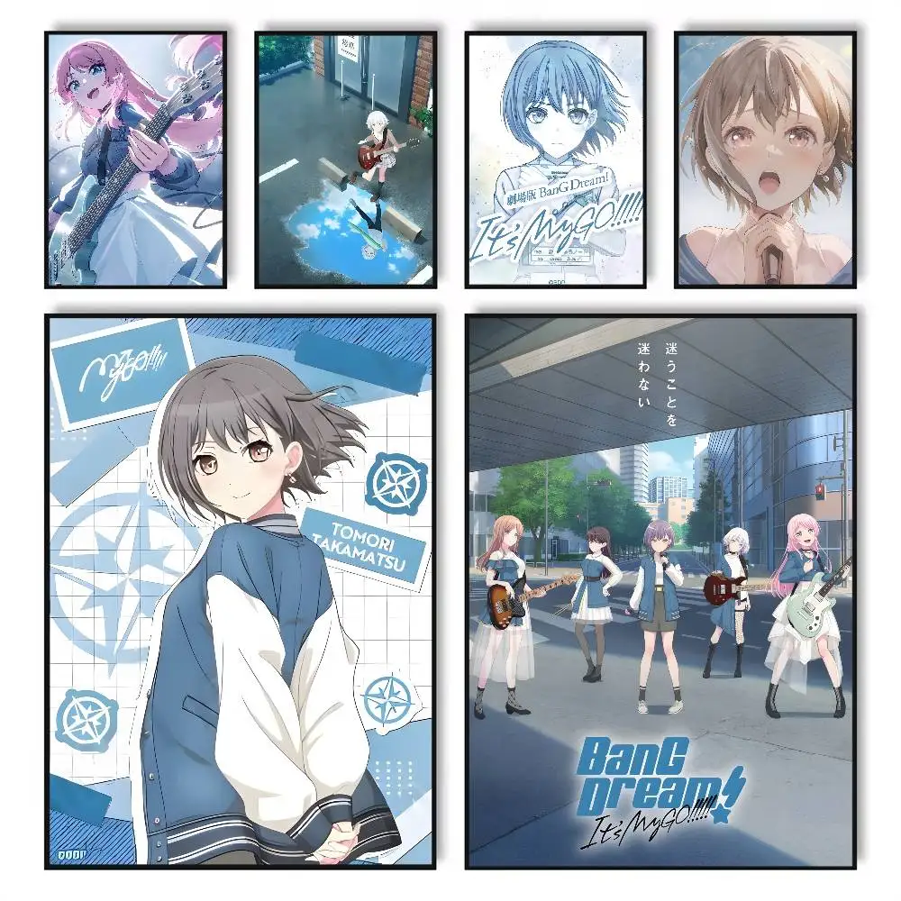 BanG Dream It MyGO Anime-Poster, HD-Poster, selbstklebend, wasserfest, ideal für die Dekoration von Wohnzimmer, Schlafzimmer, Bar