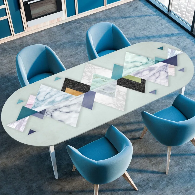Oval-shaped Tablecloth, Water-proof, Oil-proof, No-wash, Heat-resistant, Living Room Coffee Table, Elastic Band Tablecloth