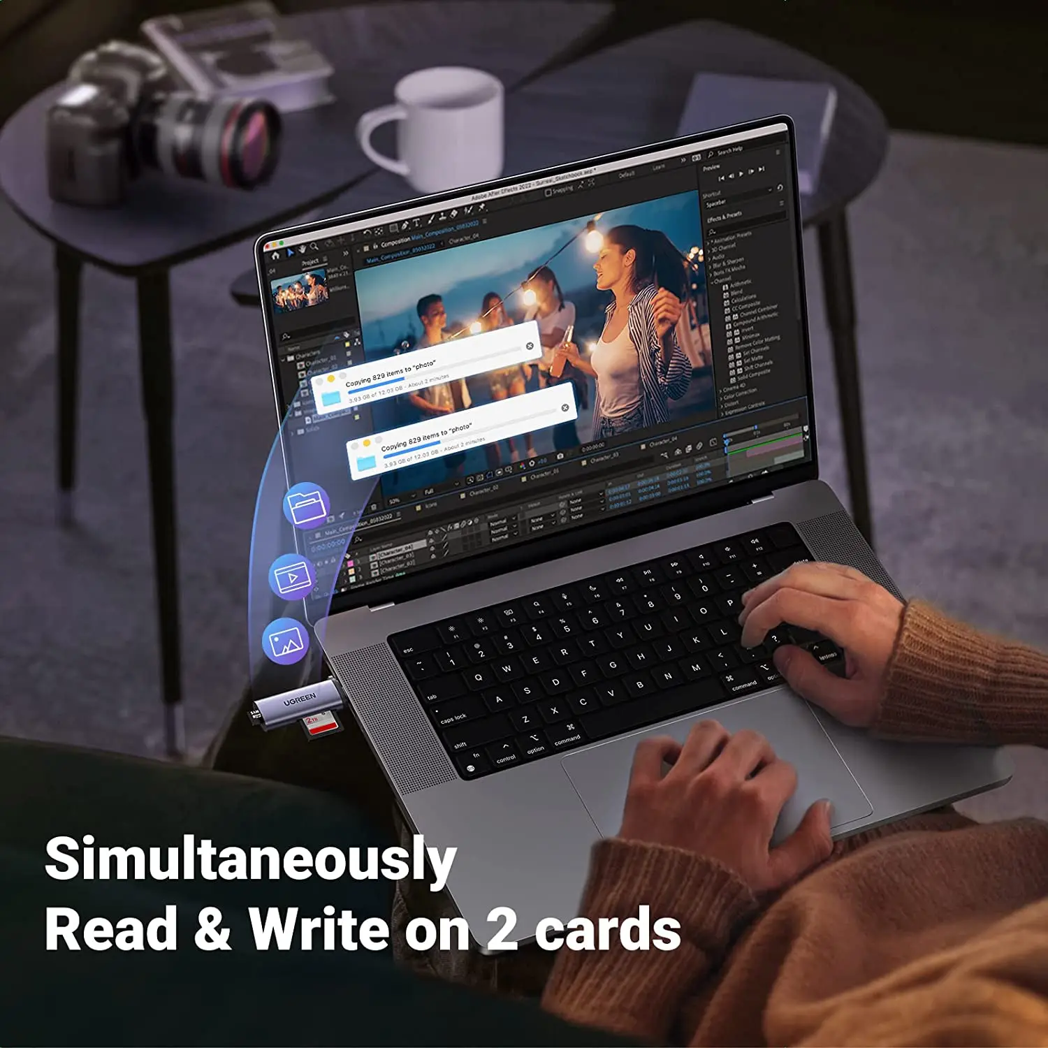 UGREEN Lector de tarjetas SD USB C Lector de tarjetas 2 en 1 SD SDHC SDXC UHS-I