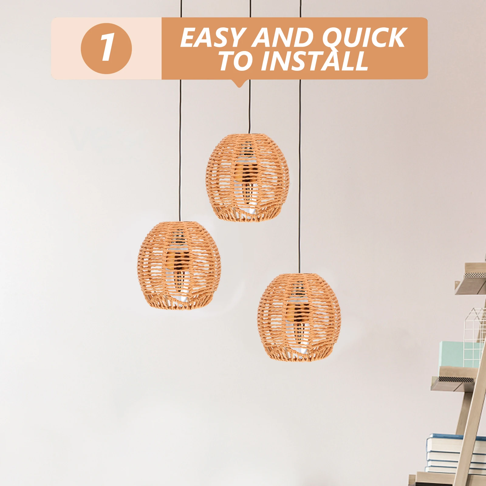 

Nordic Style Wicker Chandelier Paper Rope Iron Farmhouse Light Shade Cover Basket Lamp Shades Ceiling Lighting Accessories